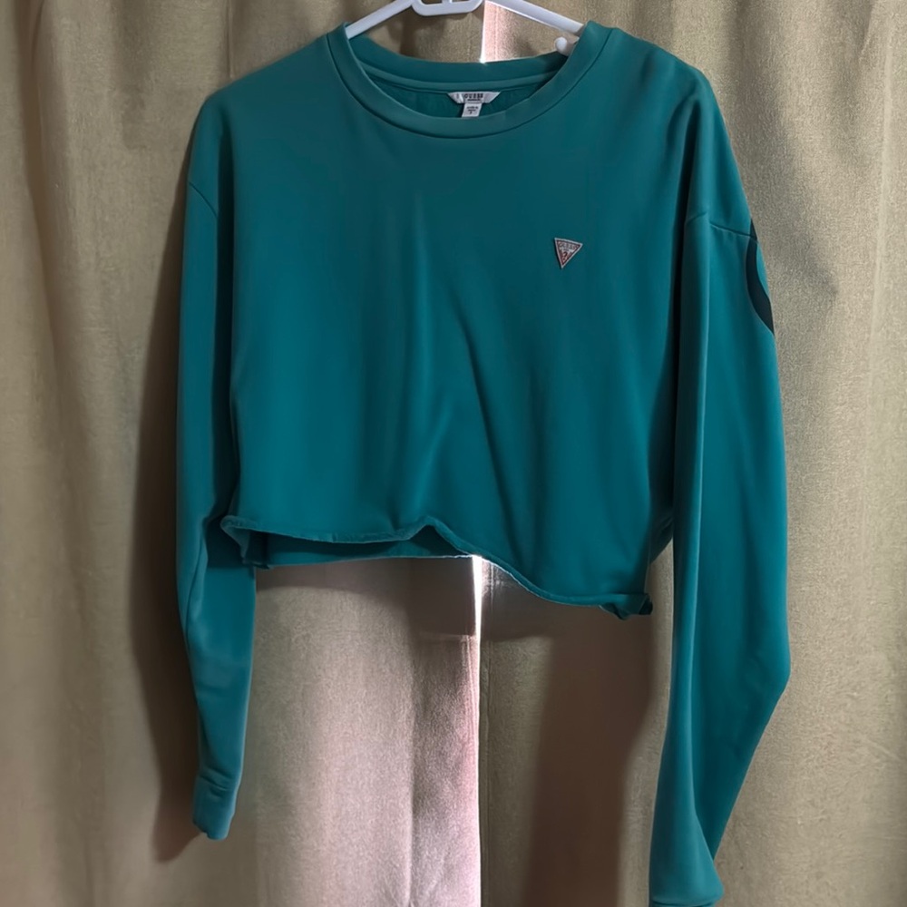 Teal guess Crop sweatshirt